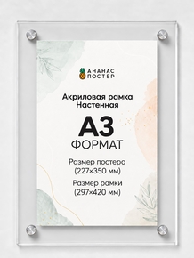 Акриловая настенная рамка «Ананас Постер» А3 (297×420 мм)