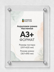 Акриловая настенная рамка «Ананас Постер» А3+ (367×490 мм)