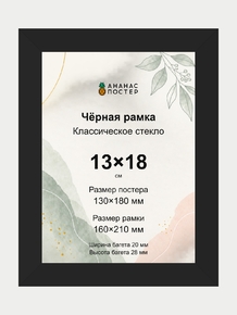 Чёрная рамка с классическим стеклом «Ананас Постер» 13×18 см
