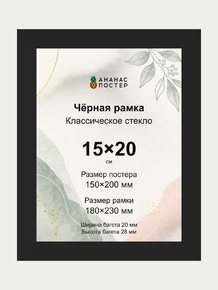 Чёрная рамка с классическим стеклом «Ананас Постер» 15×20 см