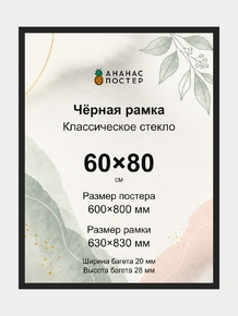 Чёрная рамка с классическим стеклом «Ананас Постер» 60×80 см Чёрная рамка с классическим стеклом «Ананас Постер» 60×80 см