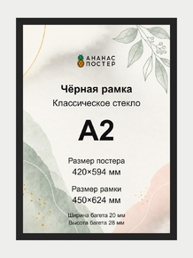 Чёрная рамка с классическим стеклом «Ананас Постер» А2 Чёрная рамка с классическим стеклом «Ананас Постер» А2