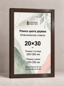 Рамка цвета дерева с классическим стеклом «Ананас Постер» 20×30 см