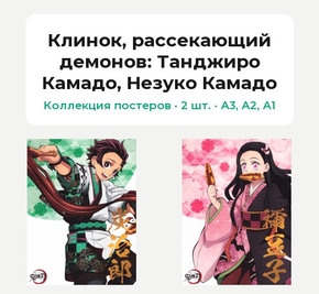 Demon Slayer (Коллекция постеров, 2 шт.): Танджиро Камадо, Незуко Камадо | Клинок, рассекающий демонов