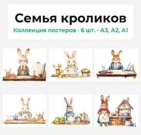 Семья кроликов (Коллекция постеров, 6 шт.)