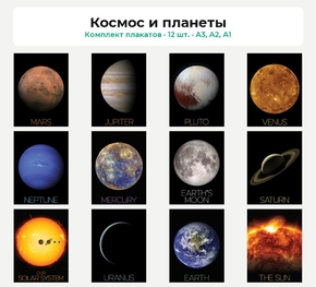 Комплект плакатов «Космос и планеты», 12 шт.