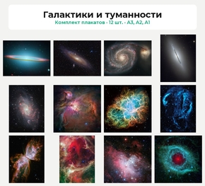 Комплект плакатов «Галактики и туманности», 12 шт.