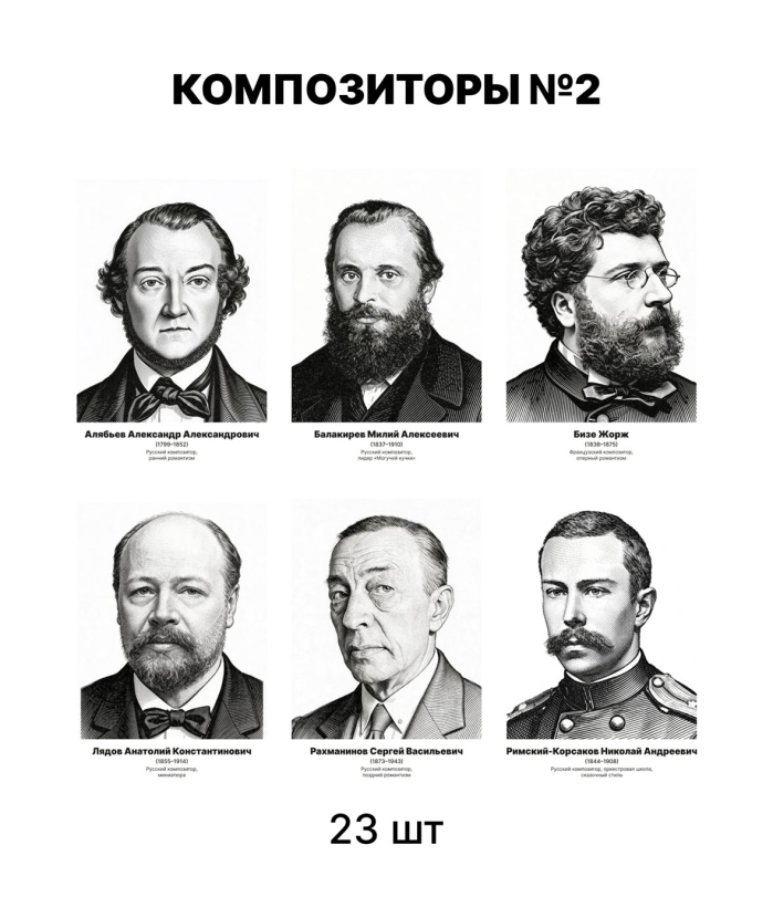 Комплект портретов «Композиторы 2», 23 шт.