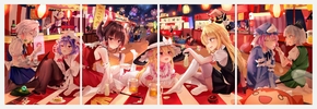 Anime girls (Модульная картина из 4 частей) | Аниме девушки