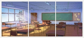 Manga Classroom (Модульная картина из 3 частей) | Манга. Учебный класс