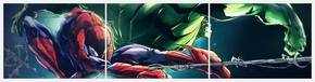 Spider Man & Hulk (Модульная картина из 3 частей) | Человек Паук и Халк