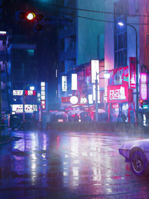 Cyberpunk street (Модульные постеры) - 1 | Киберпанк улица