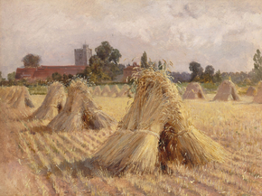 Heywood Hardy - Corn Stooks by Bray Church | Харди Хейвуд