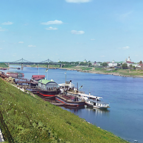 Вид Твери с мостом через Волгу