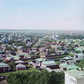 Город Тобольск с северо-востока. Слияние реки Тобола с Иртышем