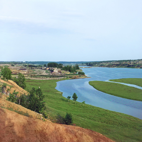 Река Исеть. Деревня Камышевка. Вдали село Водолазы