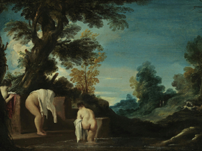 Guercino - Landscape with Bathing Women | Гверчино
