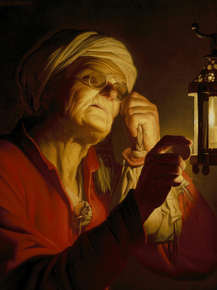 Gerrit van Honthorst - Old woman examining a coin | Геррит ван Хонтхорст