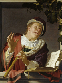 Gerrit van Honthorst - Singing Cornett Player | Геррит ван Хонтхорст