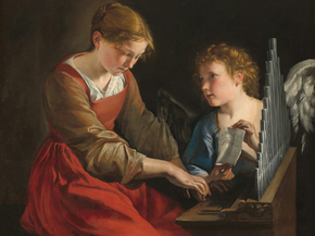 Orazio Gentileschi - Saint Cecilia and an Angel | Орацио Джентилески