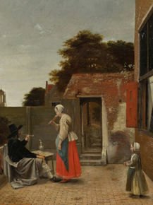 Pieter de Hooch - A Man Smoking and a Woman Drinking | Питер де Хох