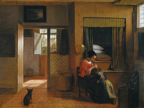 Pieter de Hooch - A Mother Delousing her Childs Hair | Питер де Хох