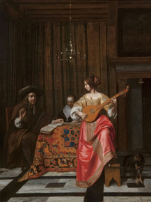 Pieter de Hooch - A Woman with a Cittern and a Singing Couple | Питер де Хох