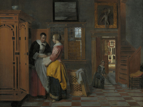 Pieter de Hooch - Binnenhuis met vrouwen bij een linnenkast | Питер де Хох