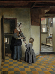 Pieter de Hooch - Een vrouw met een kind in een kelderkamer | Питер де Хох