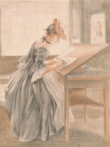 Paul Sandby - A Lady Copying at a Drawing Table | Пол Сэндби