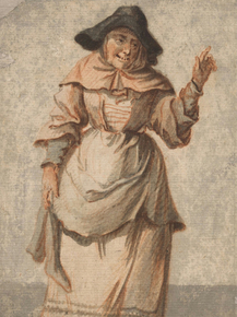 Paul Sandby - An Old Market Woman Grinning and Gesturing | Пол Сэндби