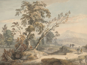 Paul Sandby - Italianate Landscape with Travellers no | Пол Сэндби