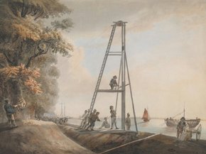 Paul Sandby - Pile Driving on the Banks of the Thames | Пол Сэндби