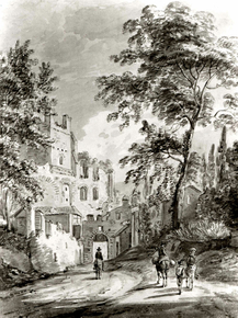 Paul Sandby - Travelers Entering a Town | Пол Сэндби