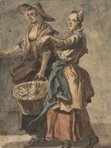 Paul Sandby - Two Women holding a Basket | Пол Сэндби