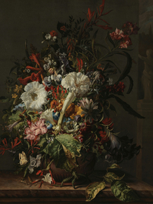 Rachel Ruysch - Still Life of Exotic Flowers on a Marble Ledge | Рашель Рюйш