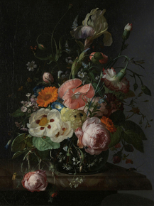 Rachel Ruysch - Stilleven met bloemen op een marmeren tafelblad | Рашель Рюйш