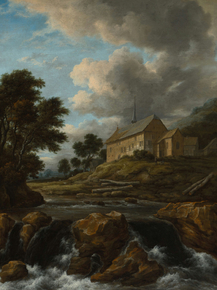 Jacob van Ruysdael - Landscape with a Church by a Torrent | Якоб ван Рёйсдал