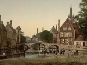 Convent bridge and the spire of Notre Dame, Bruges, Belgium Convent bridge and the spire of Notre Dame, Bruges, Belgium