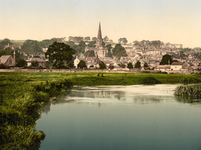 Bakewell, from river, Derbyshire, England