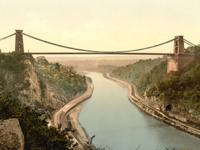 Clifton suspension bridge from the cliffs, Bristol, England