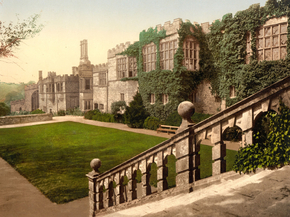 Haddon Hall, steps, Derbyshire, England Haddon Hall, steps, Derbyshire, England