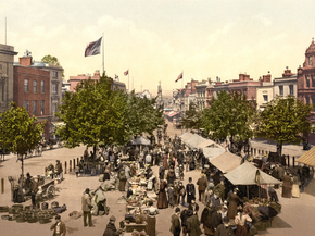 The parade, Market Day, Taunton, England