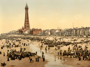 The Promenade and Tower from South Pier, Blackpool, England The Promenade and Tower from South Pier, Blackpool, England