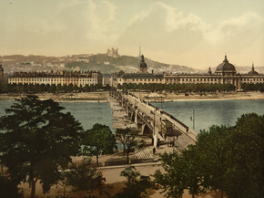Bridge of the Guillotiere and the Hotel de Dieu, Lyons, France