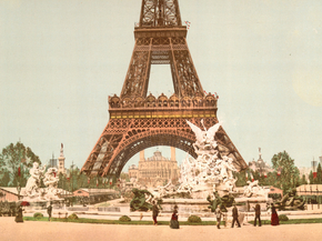 Eiffel Tower and fountain, Exposition Universal, 1900, Paris, France