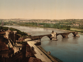 General view and Benezech Bridge, Avignon, Provence, France
