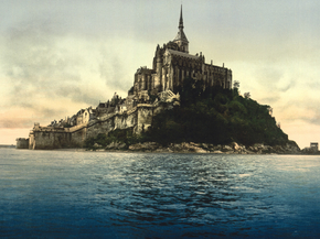 Looking northeast at high water, Mont St. Michel, France
