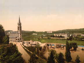 Notre Dame from Mount Calvary, Lourdes, Pyrenees, France