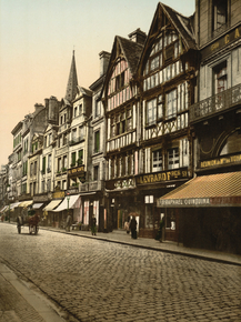 Old houses in rue St. Pierre, Caen, France